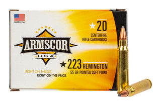 Armscor 223 Remington 55 grain ammunition features a PSP pointed soft tip bullet